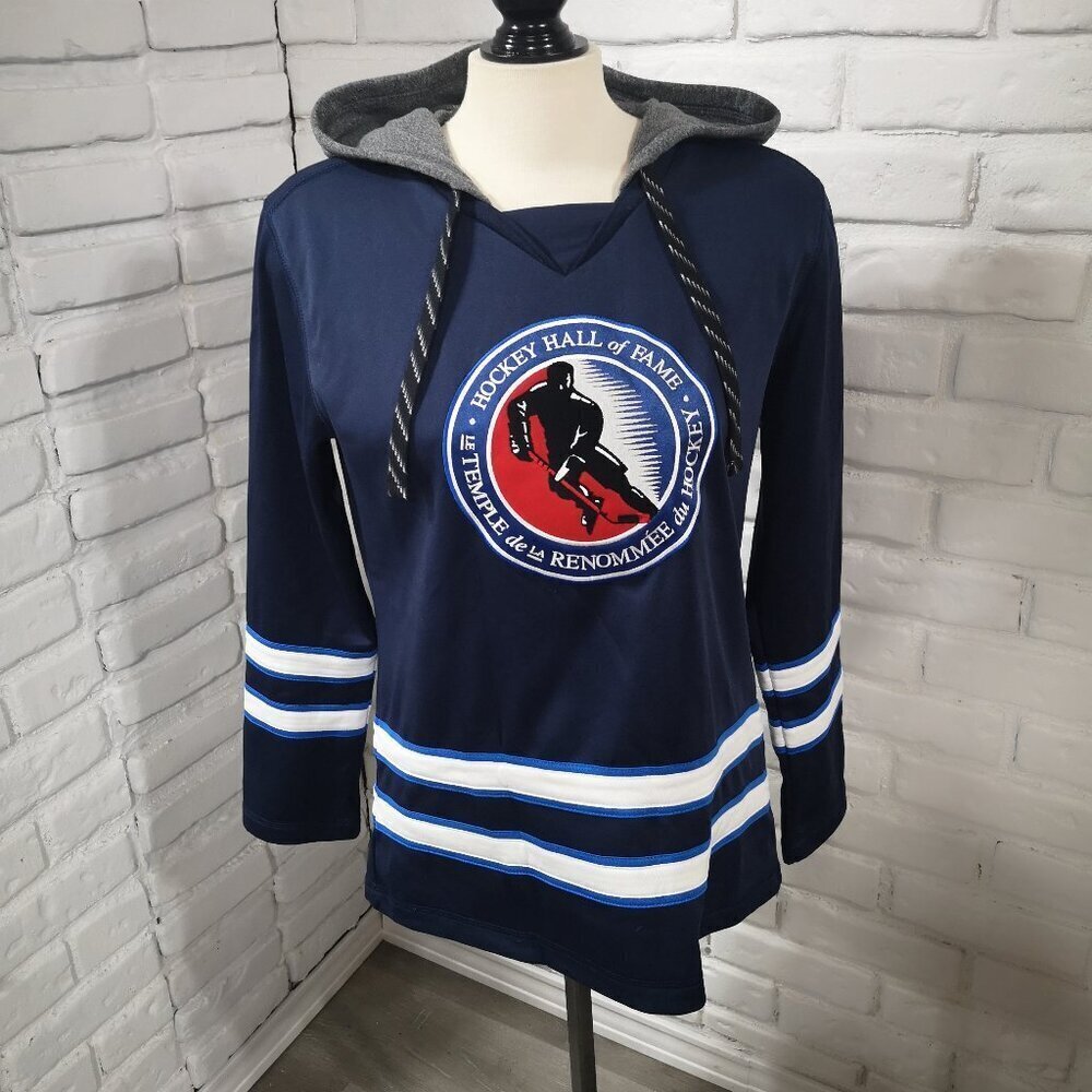 Reebok Hockey Hall of Fame Ladies Size Large Fleece Lined Hooded Jersey